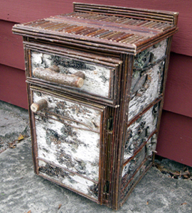 Item# 403 - Square Birch Bark Nightstand - 1 Drawer