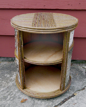 Item# 404 - Round Birch Bark Open Nightstand