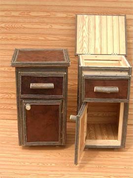 item# 409 - Leather Nightstand w/ Lift Drawer