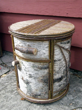 Item# 408 - Round Birch Bark Nightstand  - 1 Drawer